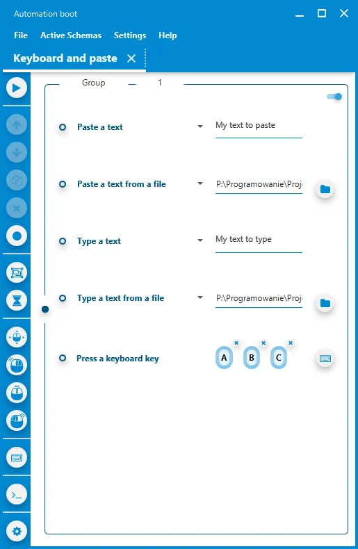 Schemat klawiatury i wklejania