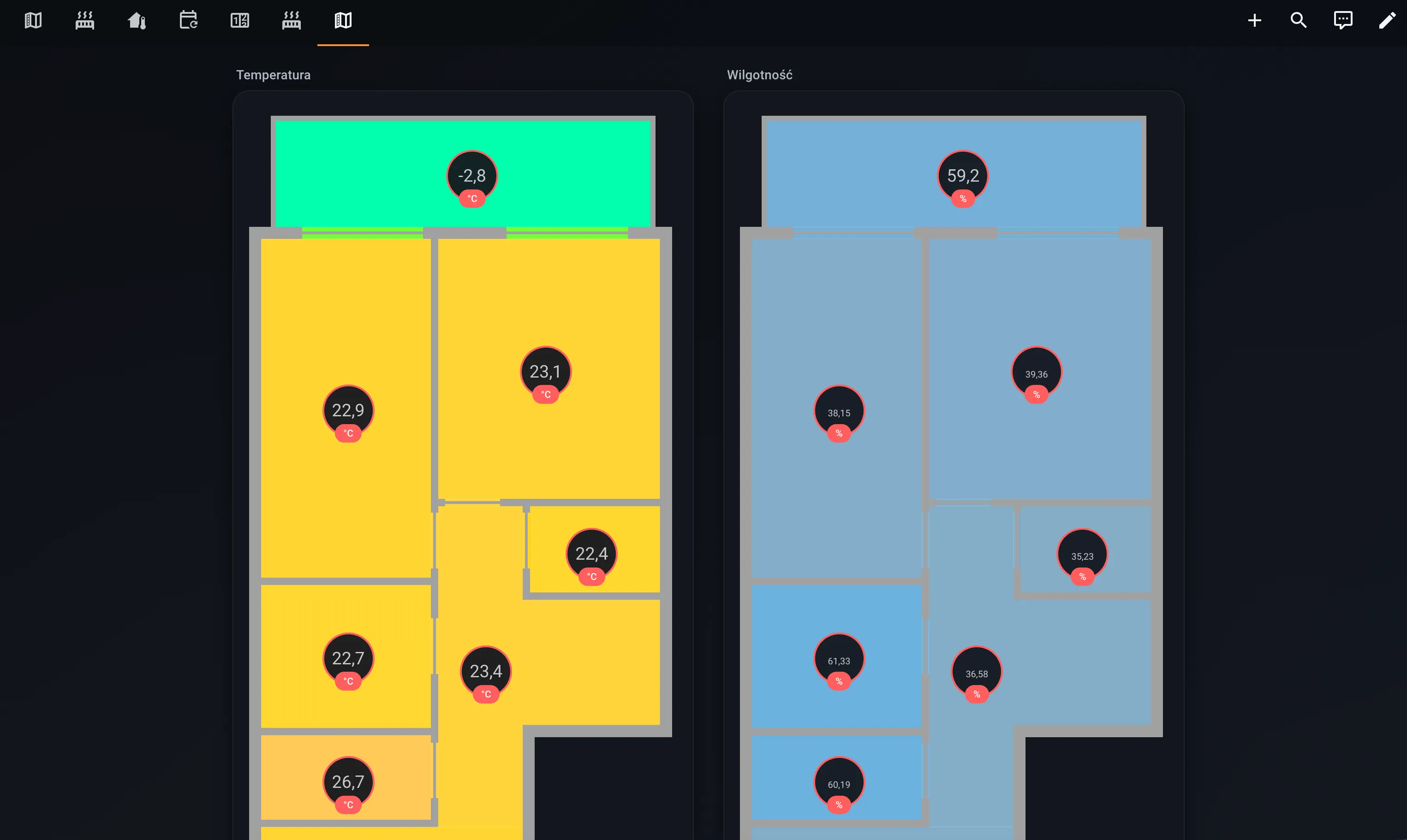 Mapa cieplna temperatur