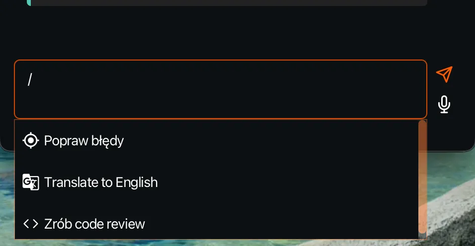 Podgląd okna komend